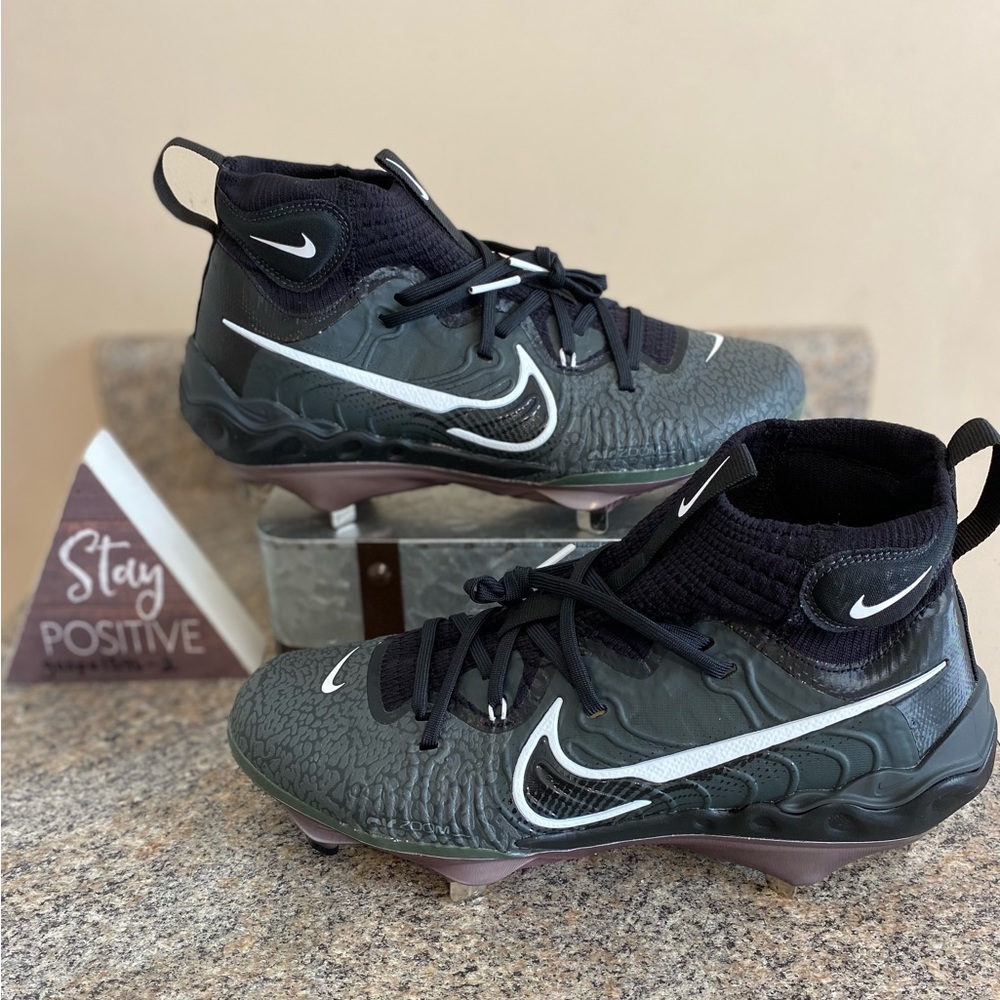 ✅ Nike Alpha Huarache NXT Black/Gray Metal Baseball Cleats Size 8.5 (b20)